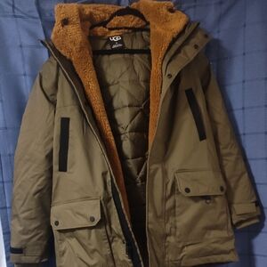 UGG Green and Brown Puffer Jackets with Durable Design